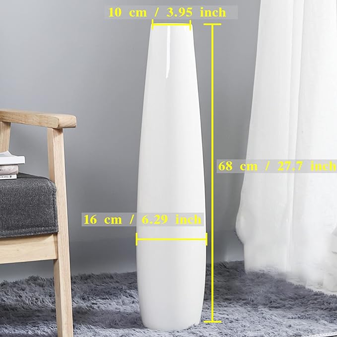 White Ceramic Tall Floor Vase 28 Inches,Flower Holder Decorative Large Vases for Table Centerpieces Shelf Home Decor Living Room Branches Sky-Dried Flower Arrangement Simple Decorative