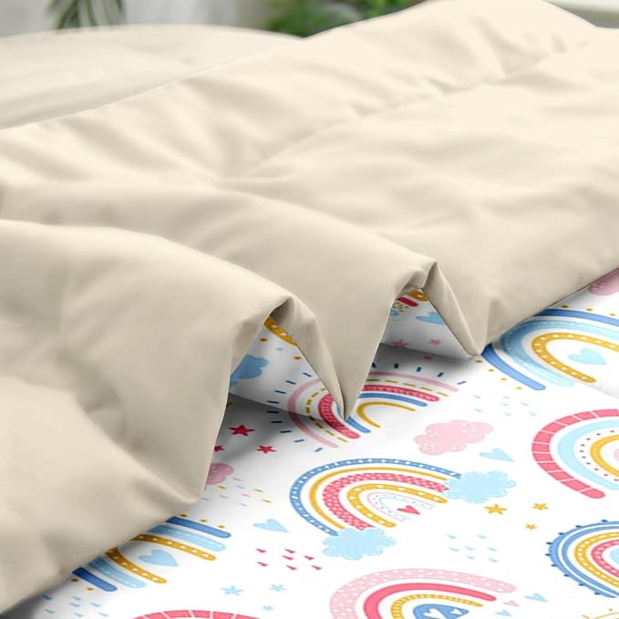 Comforter Set Twin Size, Rainbow Sunshine Star 5 Pcs Bedding for Kids and Adults, Dream Pink Cute Bed Sheet Sets with Fitted Sheet Pillowcase & Sham for Bedroom Bed Decor