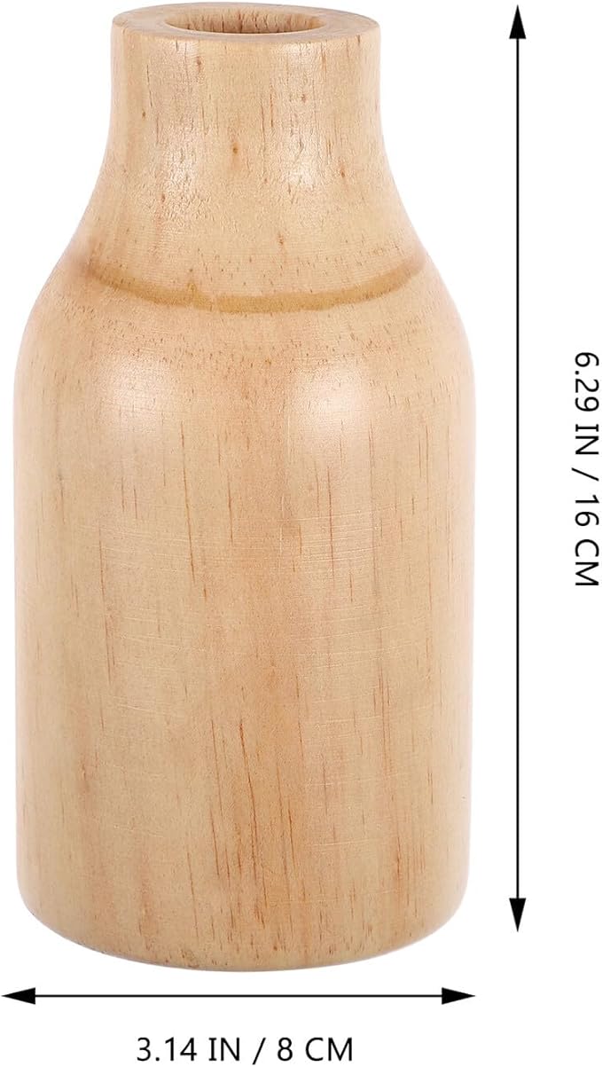 Wooden Flower Vase for Dried Plants Decorative Plant Pot Rustic Home Decor Centerpiece for Dining Table Office Bookshelf Wedding and Living Arrangement