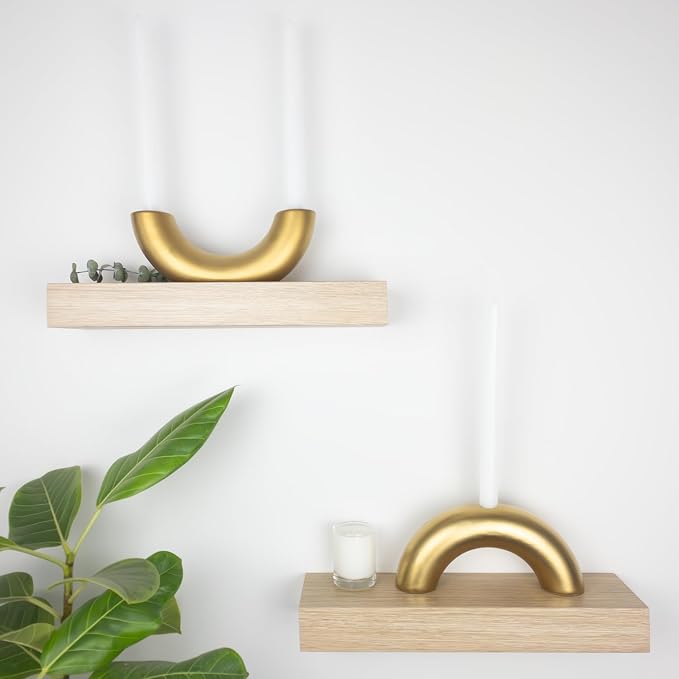 Taper Candle Holder Set - Candle Stick Holders for Dining Room Table, Entryway Table, or Fireplace Mantel - Modern Candelabra Home Decor (Gold)