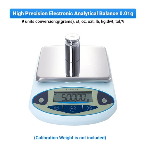 Four E's Scientific Lab Scale - High Precision 3000g x 0.01g Analytical Balance | Ideal for Science & Kitchen Use