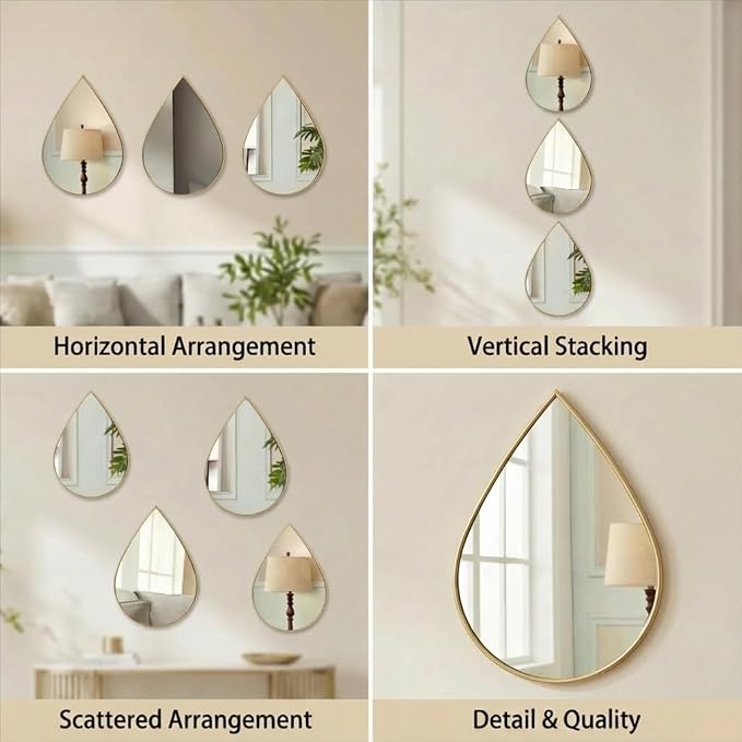 DECANIT Decorative Wall Mirrors Set of 3,Gold Accent Hanging Mirrors for Living Room, Bedroom & Entryway – Modern Farmhouse & Boho Home Decor