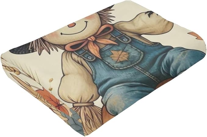 Fall Pumkin Blanket Farmhouse Autumn Harvest Throw Blanket Fall Scarecrow Soft Cozy Fleece Fuzzy Stuffed Plush Flannel Gifts for Girls Women Boys Kids Adults 40''x50''