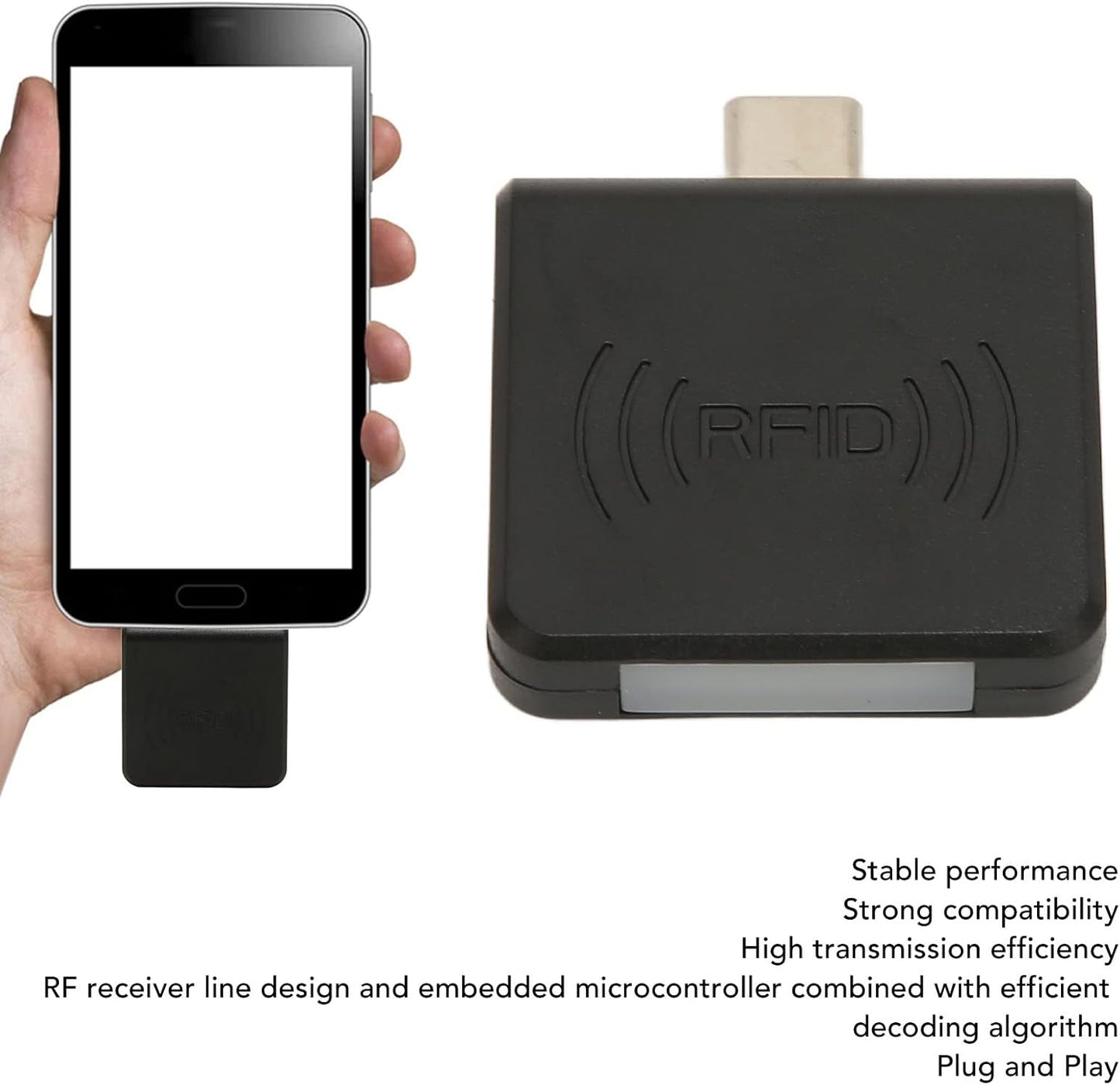 Skiennix Square Card Reader - Type C Interface 125Khz Smart Card Reader with Built-In Buzzer | Black