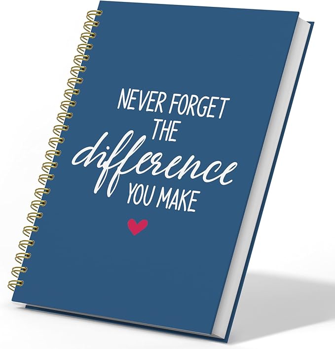 DSHFG Navy Blue Notebook Journal for Women Employees Gifts, Notebooks for Work Office Supplies, Appreciation Gifts Thank You Gift, Spiral Notebook, Never Forget The Difference You Make, 5.5x8.3