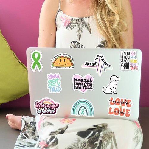 Puraesla 150 PCS Mental Health Matters Stickers Pack - Positive Quote Decals for Journals, Laptops & Decor