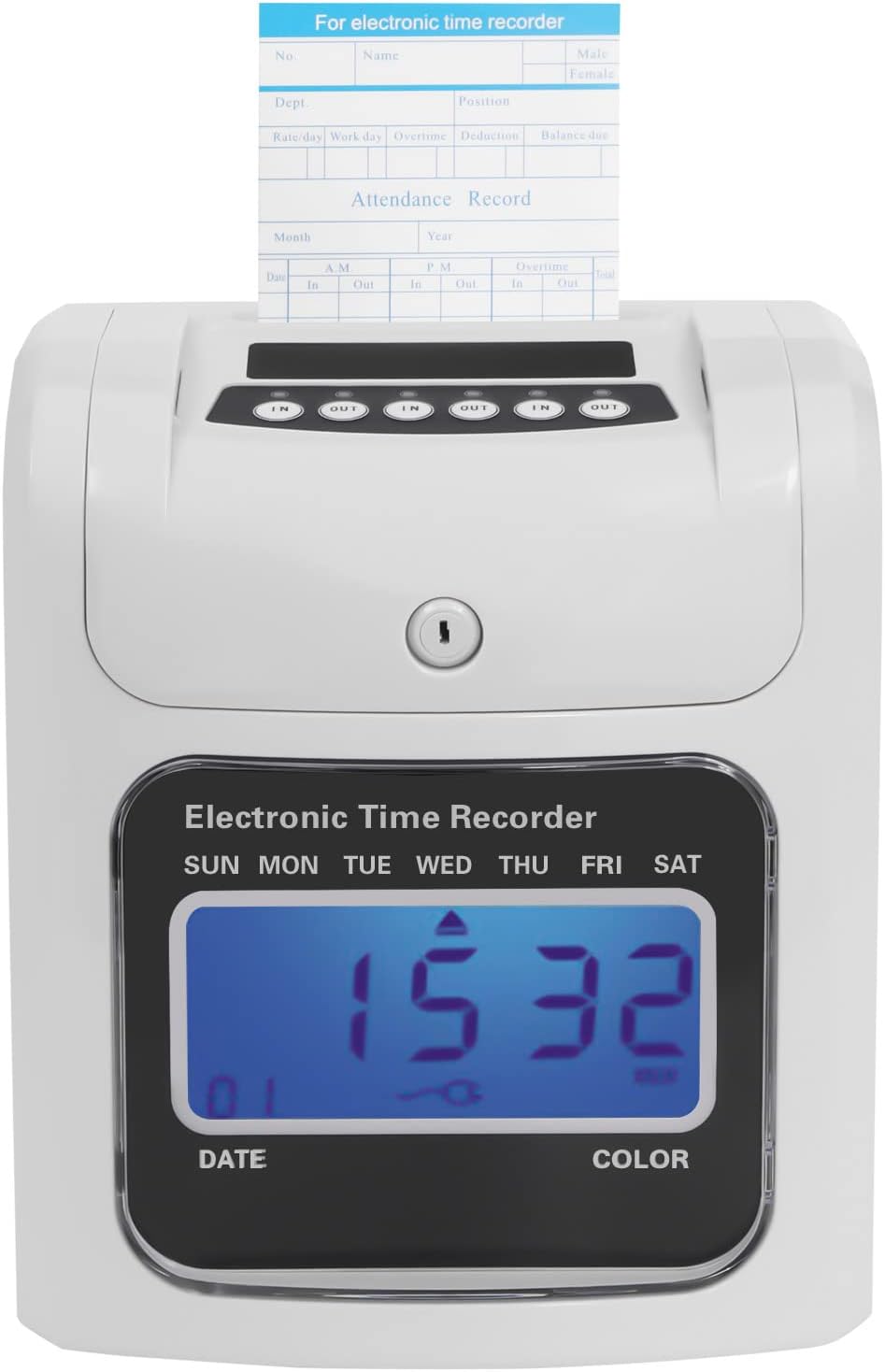 Skiennix Electronic Time Clock - Employee Punch Recorder for Up to 50 Workers | Includes 50 Time Cards & Security Key
