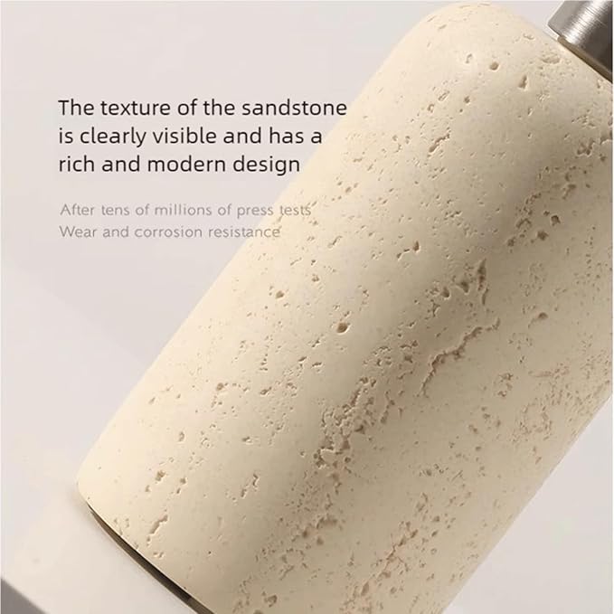 Hand Soap Dispenser Refillable Stone Soap Dispenser Beige Travertine Liquid Shampoo Bottles Marble Hand Soap Dispenser for Bathroom Kitchen Spring Decor