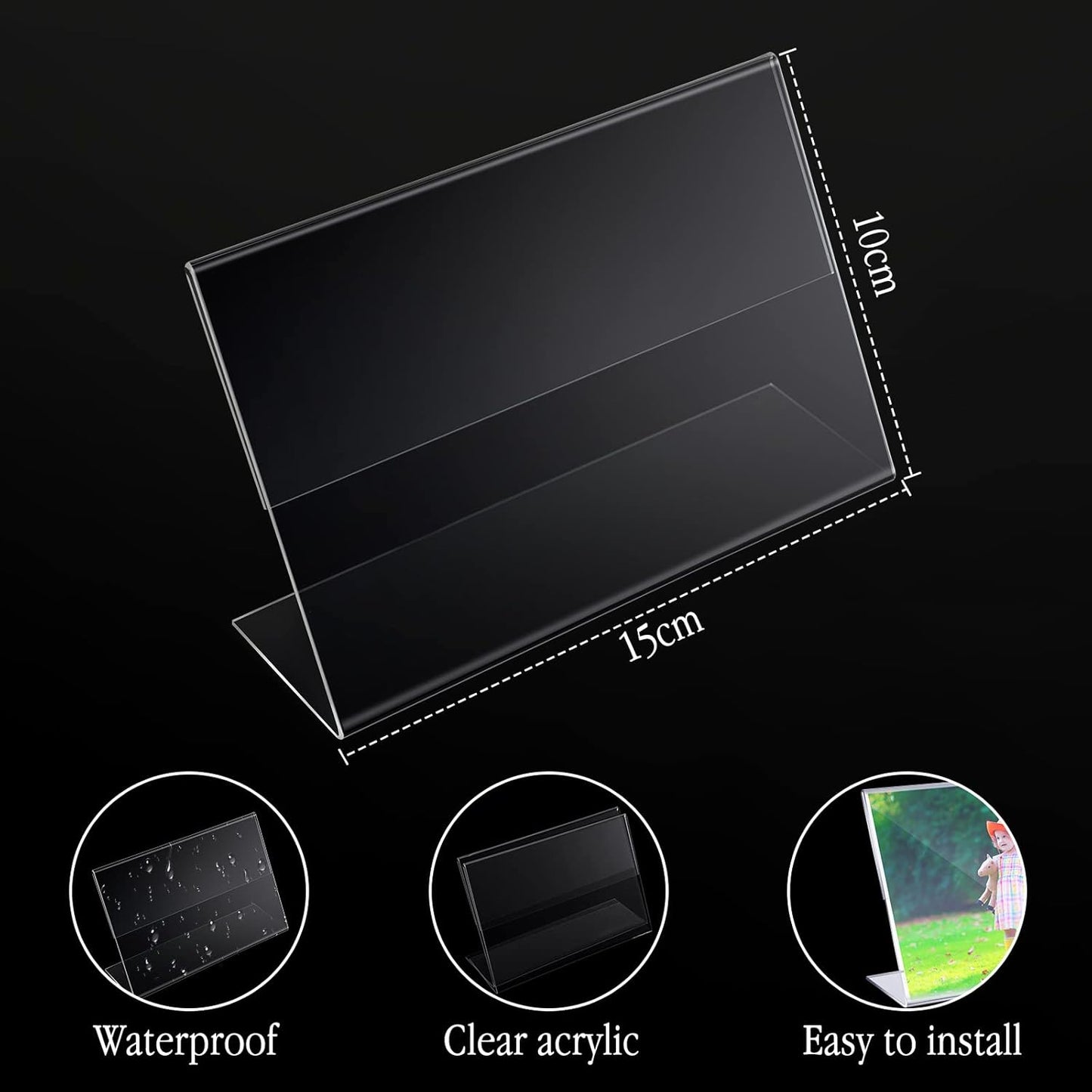 Soaoo Acrylic Picture Frames - 50 Pcs Clear 4x6 Inch Horizontal Display Stands for Home & Office