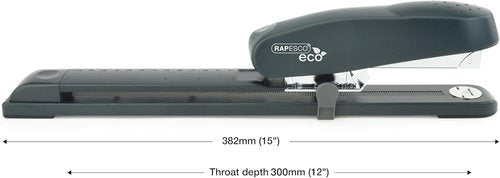 Rapesco 1281 ECO Long Reach Stapler - 50 Sheet Capacity, Front Loading, Charcoal Finish