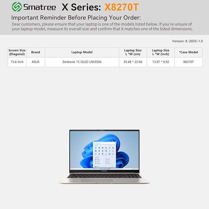 Smatree Hard EVA Protective Sleeve Compatible for 15.6 inch Vivobook S 15 Q5507 Copilot+PC, Zenbook 15 OLED UM3504, HP Envy X360, HP Pavilion x360 Convertible-15-er1000 Case (X8270T)