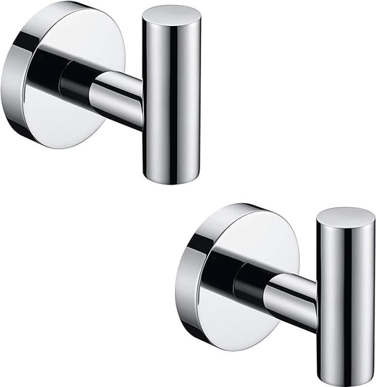 Nolimas Towel Coat Hook Polished Chrome SUS304 Stainless Steel Bathroom Clothes Cabinet Closet Sponges Robe Hook Wall Mounted Round Kitchen Heavy Duty Door Hanger 2 Packs