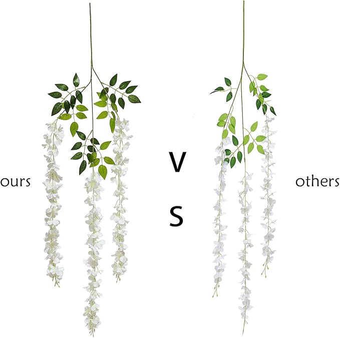Duovlo 12 Piece Artificial Silk Wisteria Vine 3.6 Feet Hanging Flower Garland String Home Party Wedding Decor (Green)