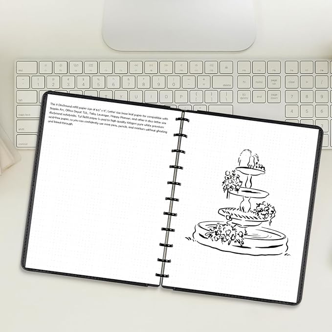 A4 TUL Discbound Dotted Refill Paper, 11-Disc Dot Grid Filler Paper, 100Sheets / 200Pages, 100gsm White Paper, 8.5'' x 11''