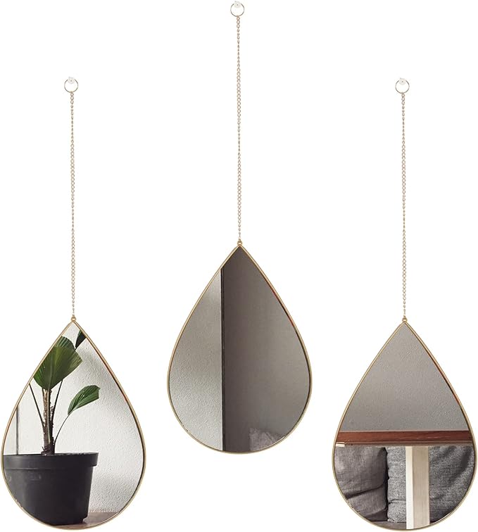 DECANIT Decorative Wall Mirrors Set of 3,Gold Accent Hanging Mirrors for Living Room, Bedroom & Entryway – Modern Farmhouse & Boho Home Decor
