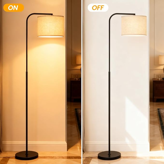 Remote Floor Lamp for Living Room and Bedroom - Modern RGB Standing Lamps Tall with Led Blub and Dimmable Light - Black Arc Room Lights with Shade for Home Decor Office Corner and Reading ( Black+RGB)