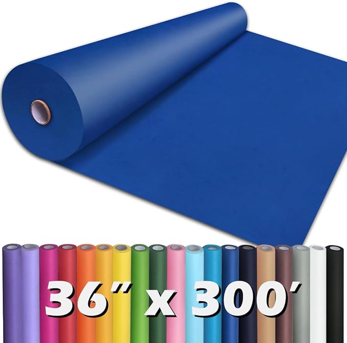 PerkHomy Blue Kraft Paper Roll 36" x 3,600" (300') for Gift Wrapping Bouquet Flower Art Painting Craft Writing Packaging Shipping 80GSM 55LB (Blue, 36" x 300')