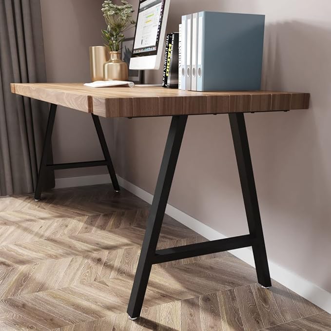 TIEOU Metal Legs for Table A Shape 28" H Tall Industrial Black Table Legs Heavy Duty Metal Desk Legs Set of 2(Without Boards)