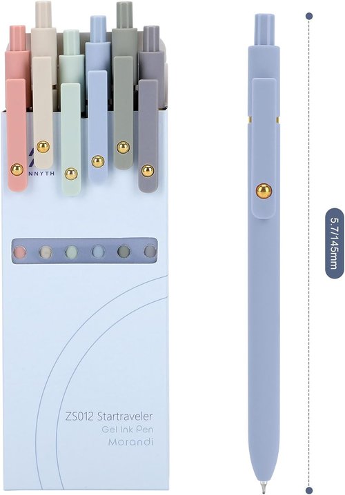 Ddaowanx Gel Pens - 0.5mm Fine Point Quick-Dry Blue Ink | Smooth Writing, Colorful Barrels (6 Pcs)