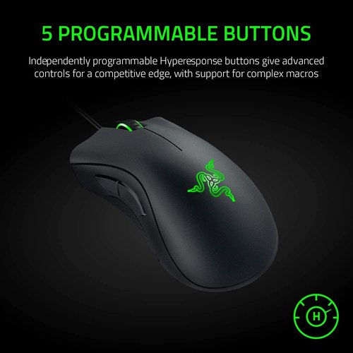 Razer DeathAdder Essential Gaming Mouse - 6400 DPI Optical Sensor | 5 Programmable Buttons - Classic Black