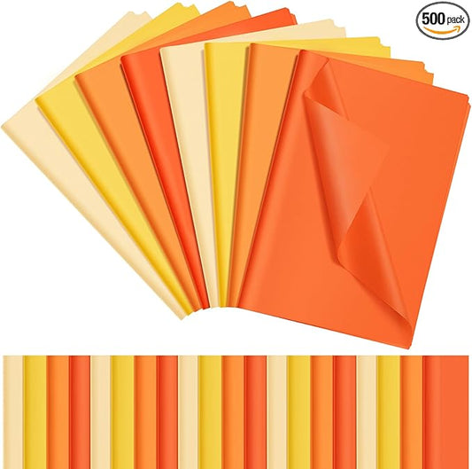 Qilery 500 Sheets Orange Yellow Tissue Paper Bulk for Gift Bags 15 x 20 Inch Acid Free Christmas Packaging Wrapping Paper Sheets for Party Decoration DIY Crafts, Bouquet, Party, Shipping