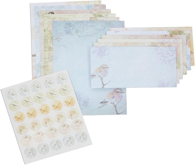 Paper Junkie Vintage Floral Letter Paper & Envelopes Set - 7.25 x 10.25 in, Multicolor - 60 Sheets & 30 Envelopes - Printer-Friendly Vintage Stationery Paper