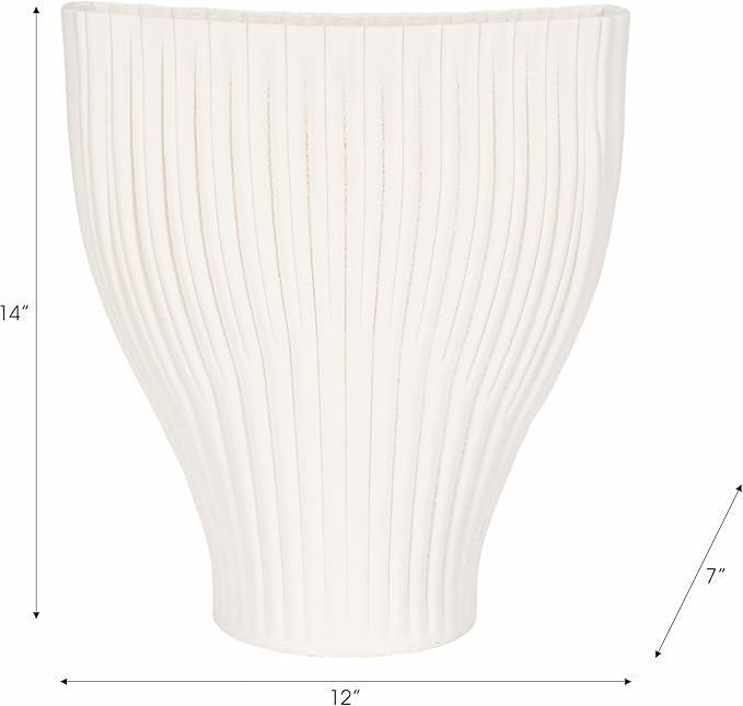 Ceramic Vase for Home Decor – Elegant Flower Vase for Living Room, Table Accent, or Bedroom Decor – 3D Printed Accent Piece for Office, Room, or House Styling – 14” Ivory