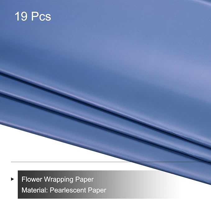 MECCANIXITY Set of 20 Flower Wrapping Paper 22.8x22.8 Inch Waterproof Florists Wrapping Paper for Florist Bouquet Supplies, DIY Crafts, Gift/Gift Box Packaging Blue