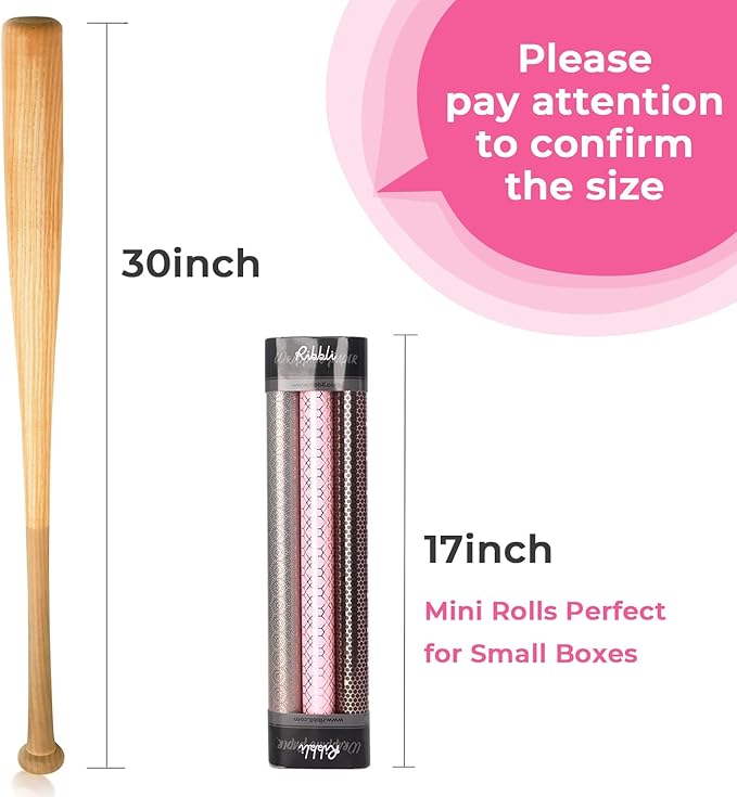 Ribbli Rose Gold Pink Birthday Wrapping Paper Mini Roll, 3 Rolls Grey Pink Black Geometry Pattern with Rose Gold Foil for Valentines Day Mothers Day Wedding - 17 inch x 120 inch(10feet) Per Roll
