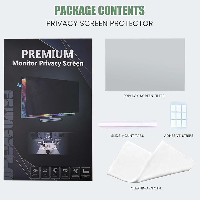 [2 Pack/Family Size]Eliwhale 24 inch Computer Screen Privacy Filter for 16:9 Widescreen Monitor, Matte Anti-Glare and Anti-Spy, Bluelight Block, Eye Healthy Privacy Shield, Width*Height: 531mm*299mm for LG HP AOC Acer and More
