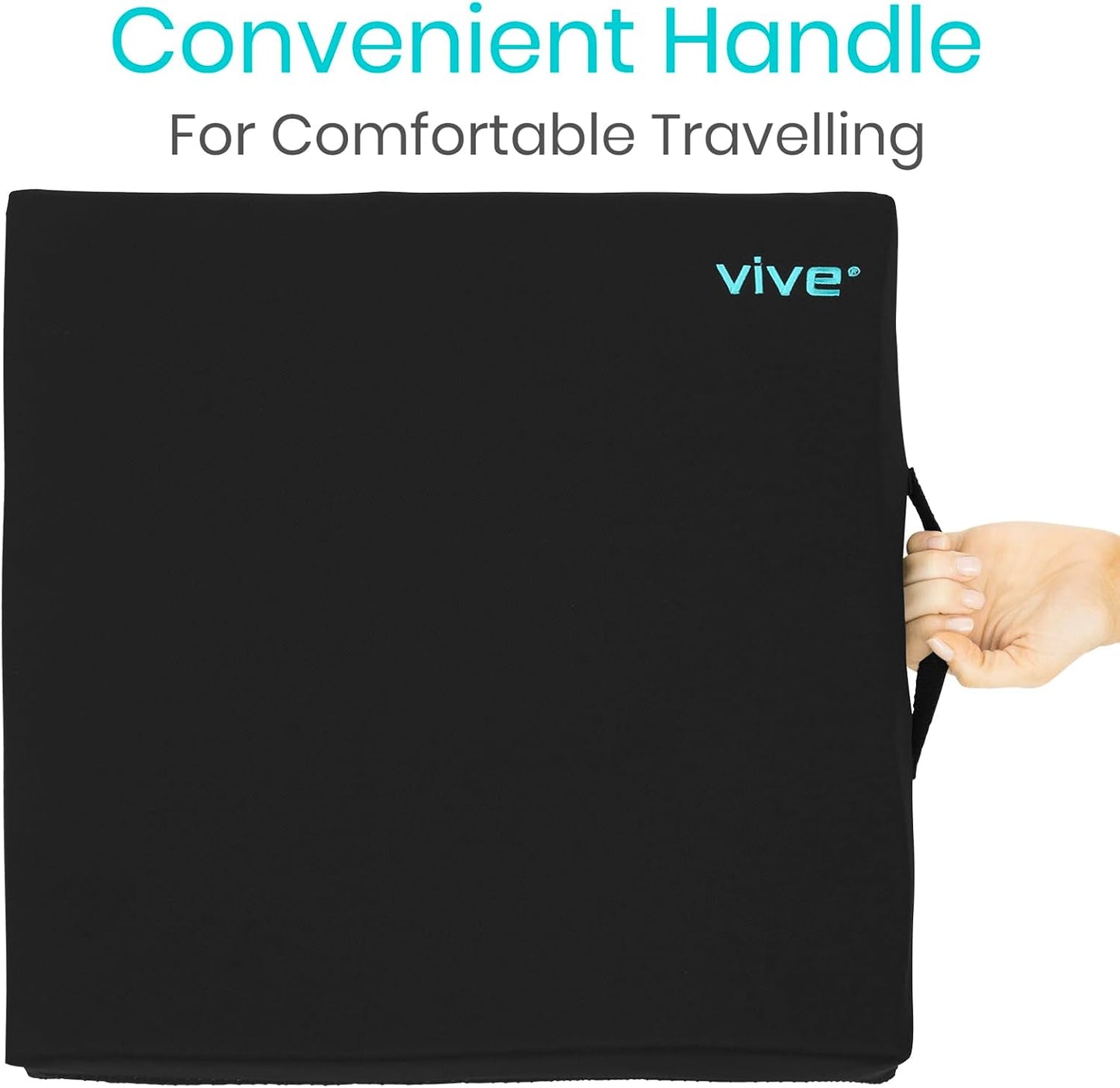Vive Wheelchair Cushion - Gel Seat Pad for Coccyx Pain Relief | Waterproof Cover & 4-Layer Foam Support