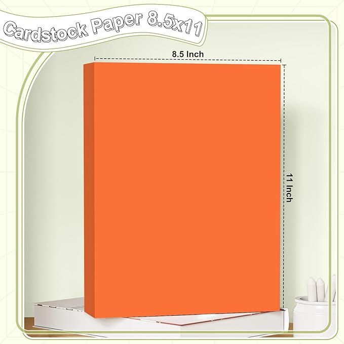 40 Sheets Cardstock 8.5x11, 65lb Orange Red Card Stock, Construction Paper, 180gsm Thick Printer Paper for Printing, Painting, Card Making, Kids School Supplies,Party Decorations