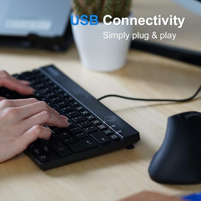 Perixx PERIBOARD-426 Wired Mini Low Profile Keyboard (Wired USB), US English Layout (11665)