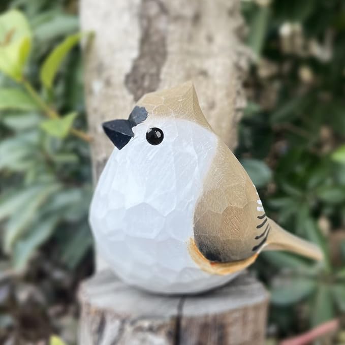 Bird Figurines Hand Carved Painted Wooden Statues for Home Decor, Gift for Bird Lovers,Housewarming, Birthday, Christmas, Anniversaries (NO.13-Tufted Titmouse)
