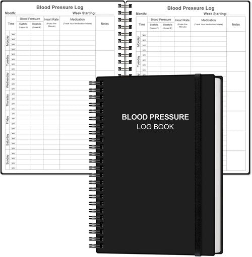 Blood Pressure Log Book by HealthTrack - Monitor Daily Readings at Home, 5.8" x 8.5", Black