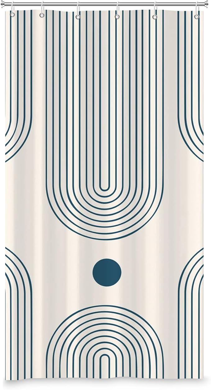 Mid Century Modern Shower Curtain Abstract Minimalist Arch Sun Lines Geometric Aesthetic Bath Curtain Boho Bathtub Decorations Waterproof Fabric Bathroom Curtain with Hooks 36x72 inch