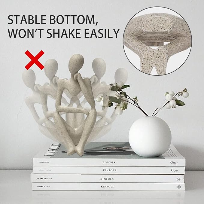 prosfalt Sandstone Resin Thinker Style Abstract Sculpture Statue Collectible Figurines Home Office Bookshelf Desktop Decor(Sandstone - Right Reverie)