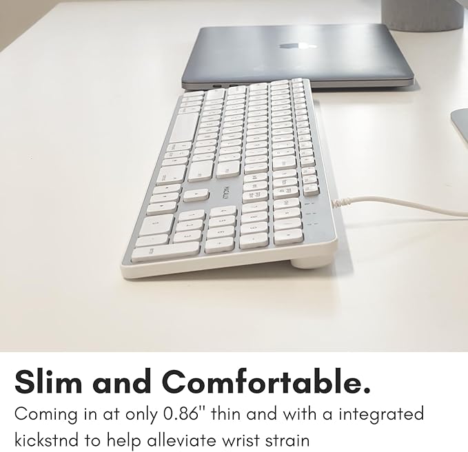 Macally Backlit Wired Keyboard for Mac | Compatible Apple Keyboard with Numeric Keypad | Comfortable All Day Typing, Compatible on MacBook Pro/Air, iMac, Mac mini/Pro - Silver