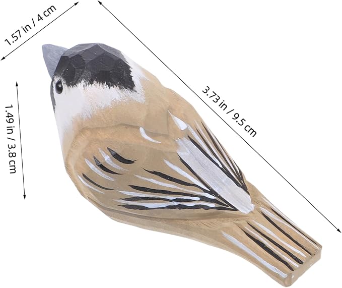 Milisten Hand-Carved Small Wood Bird Figurine Sparrow Sculpture for Home Decor Unique Vintage Style Wooden Bird Statue for Nature and Collectors
