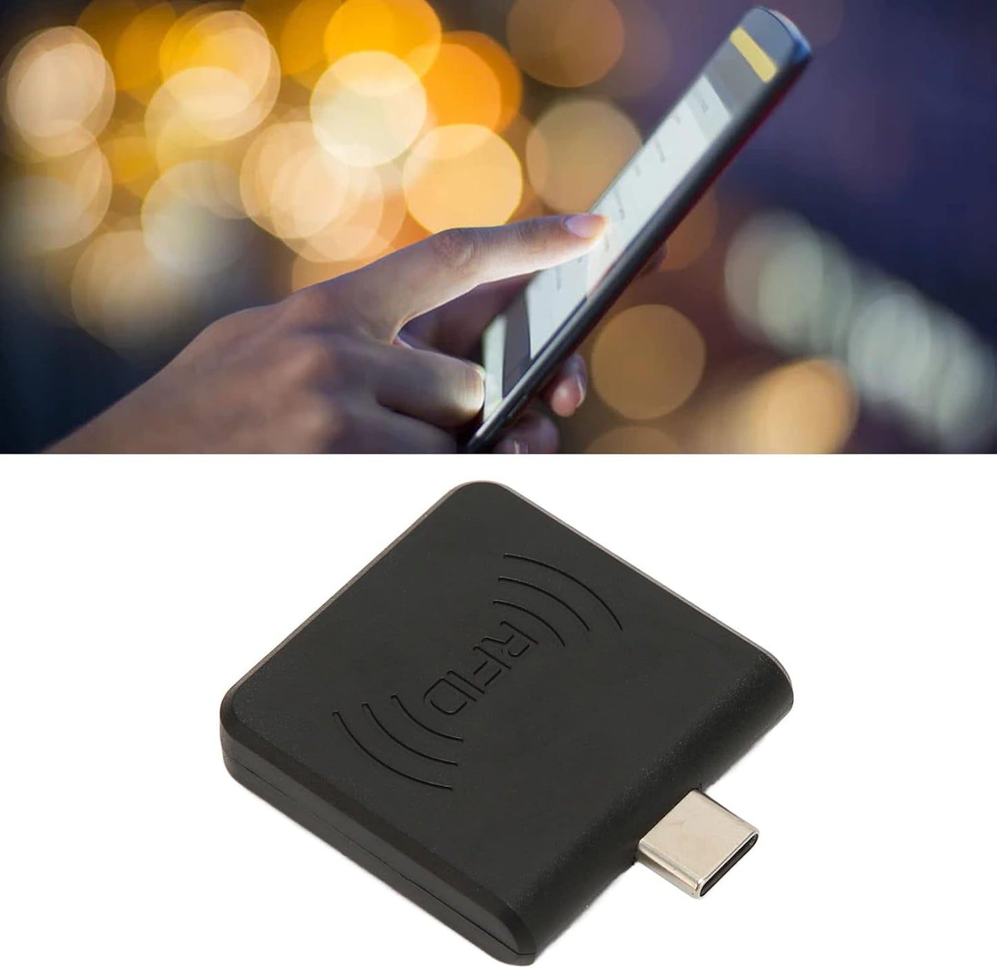 Skiennix Square Card Reader - Type C Interface 125Khz Smart Card Reader with Built-In Buzzer | Black