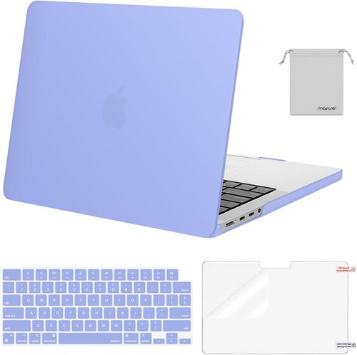 MOSISO MacBook Pro 14-Inch Case - Hard Shell, Keyboard Skin & Screen Film - Serenity Blue