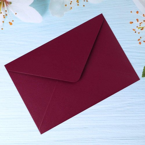 PONATIA A7 Envelopes - Shiny Burgundy 50 PCS Pack for Wedding Invitations & Greeting Cards | 5.25 x 7.25 Inches