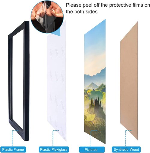 HUKONHEP Black Picture Frames - 18x20 Wall Gallery Frames with Plexiglass | Horizontal & Vertical Display