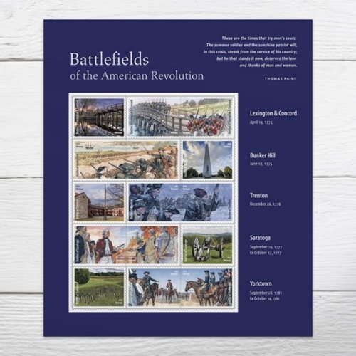 Battlefields of The American Revolution Stamps - 250th Anniversary Forever Postage | Sheet of 15