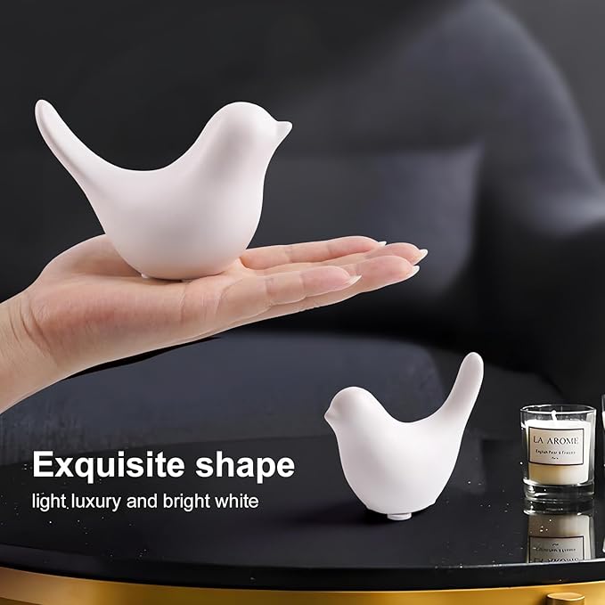 Notakia Small White Birds Statues Home Decor Modern Style Decorative Ornaments for Living Room Decor, Bedroom, Office Desktop, Cabinets (2Pcs White Birds)
