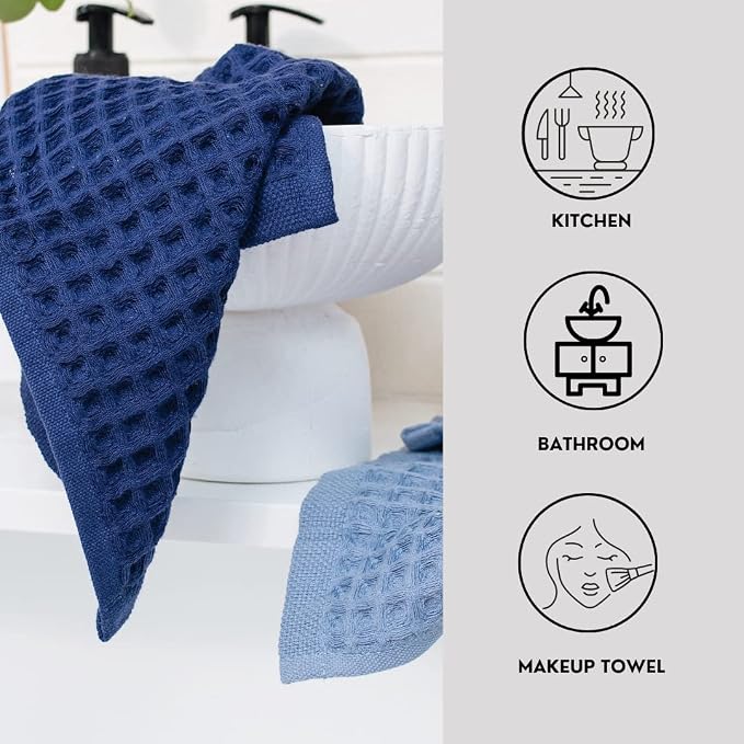 sea me at home Waffle Washcloths Set, 100% Turkish Cotton (Mixed)
