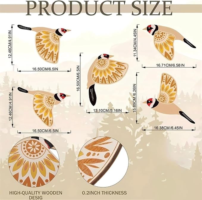 5PCS Wooden Bird Wall Hanging Decors Gift for Bird Enthusiasts Home Decors Gift