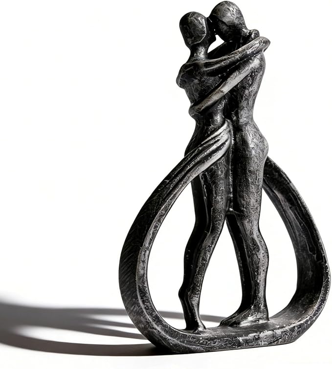 Modern Abstract Couple Statue, Kissing Lovers Sculpture Figurine for Home Decor Living Room Bedroom Bookshelf Office, Gift for Wedding Anniversaries, Love Decor Ornament for Valentines - Style C