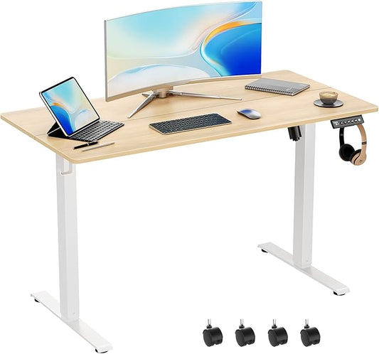 48 x 24 Inch Electric Standing Desk Adjustable Height, Sit Stand Desk, Stand up Desk for Home Office, Computer Workstation (Spliced Desktop,Oak)