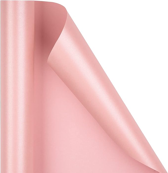 RUSPEPA Pink Gift Wrapping Paper - Solid Color Pearly Shiny Silk Paper for Mother's Day, Valentine's Day, Wedding, Birthday, Baby Shower Girls, Bridal Shower, Anniversary, Easter - 17 Inch X 32.8 Feet